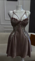 Aurelia Floral Appliqué Satin Chemise