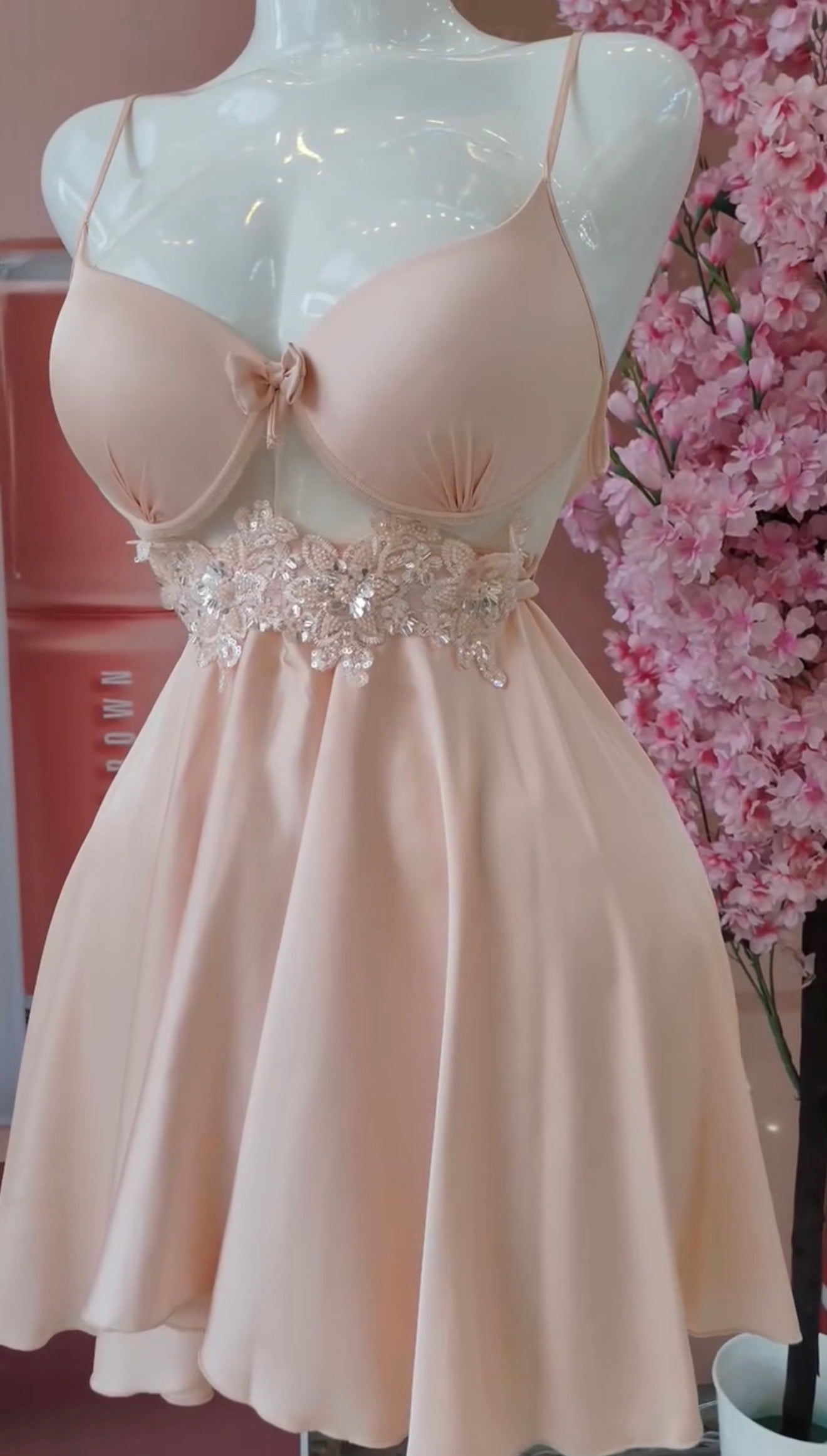 Celeste Sequin Lace Satin Babydoll Nightgown