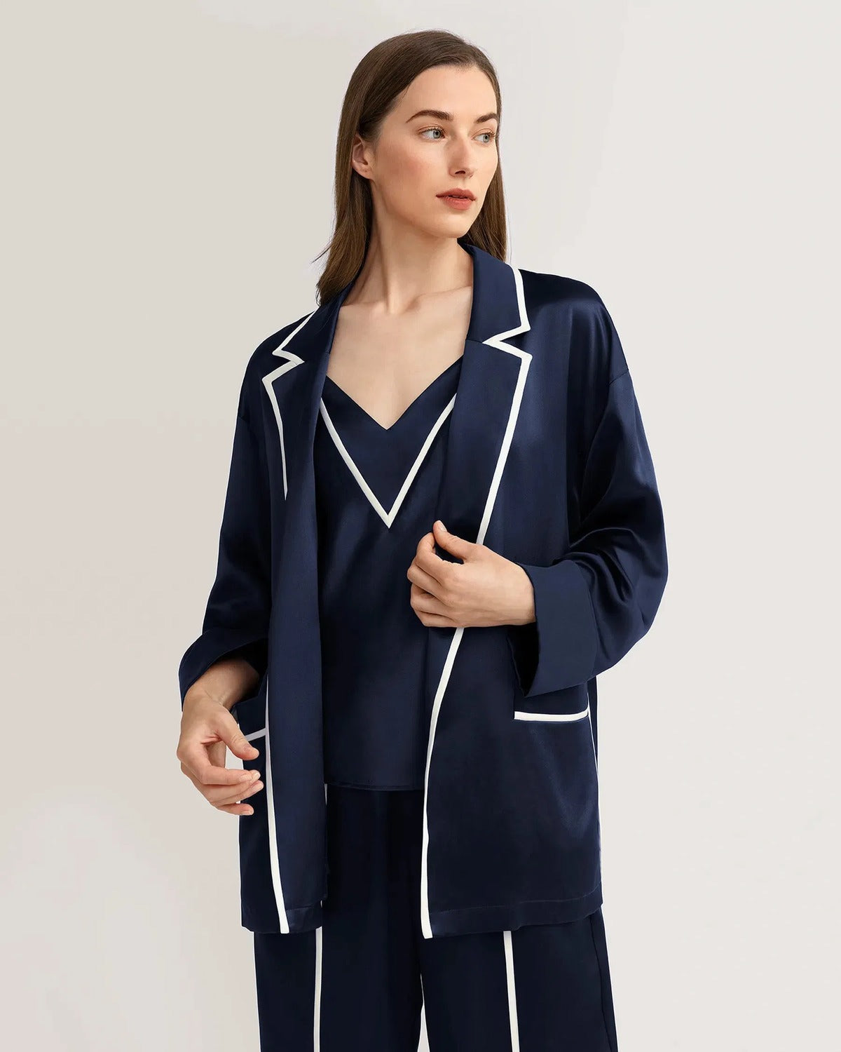 Océane Silk Robe, Cami & Trouser Set